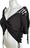 The Nightmare Before Christmas backless reversible back to front Halloween holiday slitweave graphic overly shredded crop top t shirt