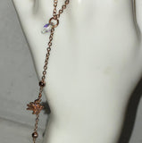 Rhinestone bedazzled dove adjustable rose gold and clear AB crystal fingerbang hand chain