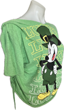 Lucky st Patrick’s Day Mickey Mouse leprechaun shamrock luck of the Irish graphic holiday backless cut up woven t shirt crop top
