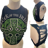 Lucky st Patrick’s day Ireland shamrock drinking party luck of the Irish crop tank top graphic holiday backless muscle t shirt
