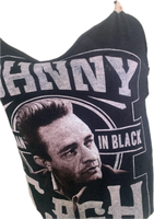 Man in black Festival Fashion shredded handkerchief style retro halter t