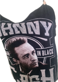 Man in black Festival Fashion shredded handkerchief style retro halter t
