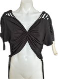 The Nightmare Before Christmas backless reversible back to front Halloween holiday slitweave graphic overly shredded crop top t shirt