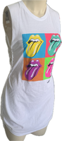 Start Me Up backless white Micro Mini cut up slit weave band t shirt dress
