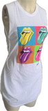 Start Me Up backless white Micro Mini cut up slit weave band t shirt dress