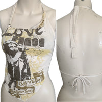 Redemption Song asymmetrical shredded cut up retro halter top t shirt