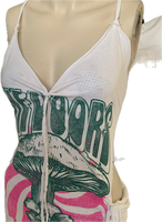 Riders on the storm Fringe cut up backless Micro Mini tshirt dress