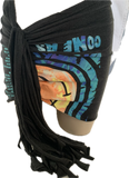 90s concert cut up slit weave t shirt shredded halter crop top fringe micro mini skirt