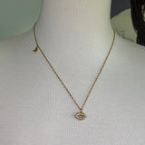 SWAK besos kiss Stainless Steel gold plated rhinestone bedazzled smooches lips pout Necklace