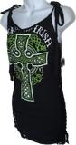 Black St Paddy’s day overly shredded slit weave cut up woven backless micro mini cami holiday drinking dress