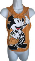 Halloween cartoon skeleton costume mouse in the house shredded slit weave muscle tee t shirt tank