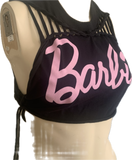 Hi Barbie backless cut up slitweave muscle t shirt tank crop top