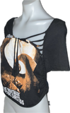 The Nightmare Before Christmas backless holiday slitweave overly shredded asymmetric graphic halloween t shirt crop top
