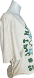 Lucky st Patrick’s Day here for the shenanigans the smurfs shamrock luck of the Irish graphic holiday backless cut up woven super soft v neck t shirt crop top