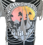 Coachella Valley California slit weave backless t shirt