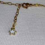 Gold plated white enamel star adjustable stainless steel DIVINELY GUIDED rhinestone compass necklace