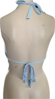 Blue Crystal mermaid shredded handkerchief style retro halter top