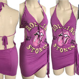 Its Only Rock n Roll Fringe cut up backless Micro Mini tshirt dresss