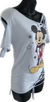 Mouse in the House backless classic cartoon shredded slit weave tshirt one size fits most