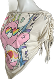 Pride rainbow care bear share bear backless overly shredded slit weave cut up woven tshirt crop top LGBTQ+