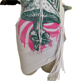 Riders on the storm Fringe cut up backless Micro Mini tshirt dress