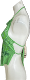 80s Festival Fashion Aerosmith deuces are wild shredded cut up retro green halter top t shirt