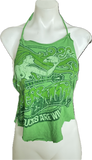 80s Festival Fashion Aerosmith deuces are wild shredded cut up retro green halter top t shirt