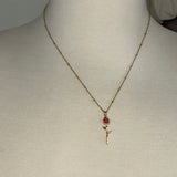 Stainless Steel adjustable gold plated crystal rose bedazzled rhinestone leaf Necklace
