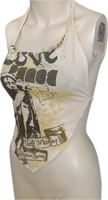 Redemption Song asymmetrical shredded cut up retro halter top t shirt
