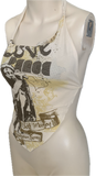 Redemption Song asymmetrical shredded cut up retro halter top t shirt
