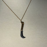 Real switch blade opens Stainless Steel gold plated Necklace with yellow rhinestone