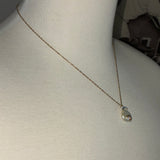 Stainless Steel gold toned cz moon coin Pearl Necklace