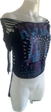 Let there be Rock 77 Festival Fashion shredded backless retro slit weave crop top concert t shirt