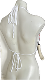 80s Festival Fashion Aerosmith Aero Force shredded cut up retro white handkerchief style halter crop top t shirt XXXS XXS XS S