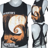 The Nightmare Before Christmas Inspired Halloween holiday slitweave graphic muscle t shirt racerback crop tank top