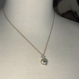 Stainless Steel gold toned cz moon coin Pearl Necklace