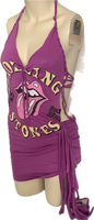 Its Only Rock n Roll Fringe cut up backless Micro Mini tshirt dresss