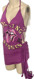 Its Only Rock n Roll Fringe cut up backless Micro Mini tshirt dresss