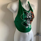 Lucky st Patrick’s day Ireland shamrock drinking party halter bikini crop top graphic holiday t shirt