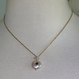 Stainless Steel gold toned garnet coin Pearl and rhinestone star Necklace