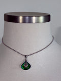 Green flower ballchain Choker