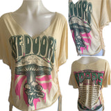 People are strange cut woven finger crochet slitweave t shirt