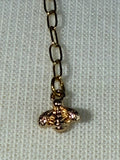 Stainless Steel gold plated plant girl rhinestone leaf and bumble bee Necklace