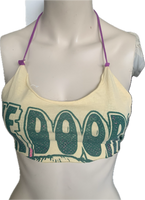 70s shredded cut up retro halter crop top bikini t shirt