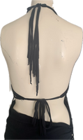 Paradise City freak on a leash Micro Mini slitweave halter dress w detachable chains crystal charms