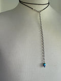 Black faceted diamante bellychain multiwear necklace wrap bracelet
