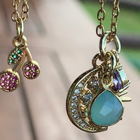 Stainless Steel gold plated sun moon stars rhinestone Necklace