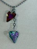 Dangling hearts silver ballchain necklace