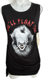 Pennywise you’ll float too IT clown Halloween costume cut up slit weave Micro Mini tshirt tank dress