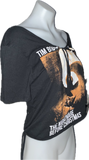 The Nightmare Before Christmas backless holiday slitweave overly shredded asymmetric graphic halloween t shirt crop top